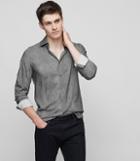 Reiss Temple - Tonal Patterned Shirt In Grey, Mens, Size Xs