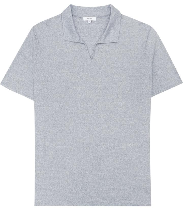 Reiss Almancil - Mens Open Collar Polo Shirt In Blue, Size Xs