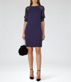 Reiss Dalston - Womens Sheer-sleeve Shift Dress In Blue, Size 6