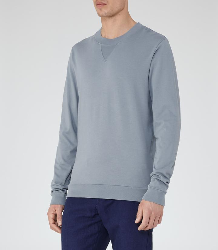 Reiss Wilde - Mens Crew-neck Sweatshirt In Blue, Size Xs