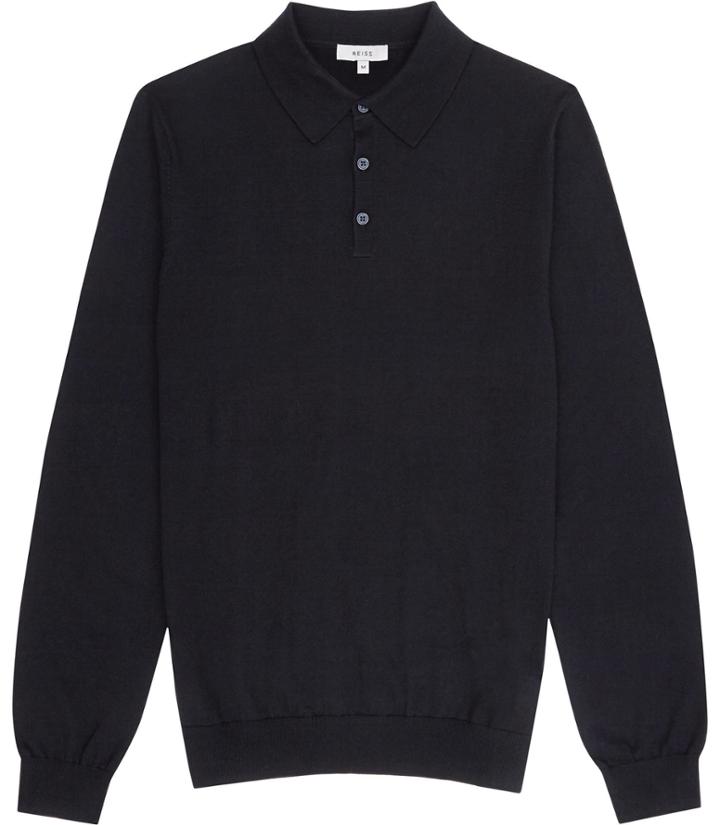 Reiss Mansion - Mens Merino Polo Shirt In Blue, Size Xs