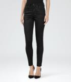 Reiss Helvin Snake - Womens Velvet High-rise Skinny Jeans In Black, Size 24