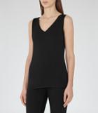 Reiss Ona - Womens V-neck Tank Top In Black, Size M