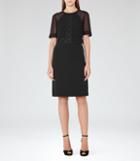 Reiss Shauna - Lace-detail Dress In Black, Womens, Size 2