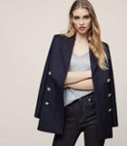 Reiss Pax - Double-breasted Jacket In Blue, Womens, Size 0