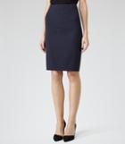 Reiss Topaz Skirt - Womens Fitted Pencil Skirt In Blue, Size 14
