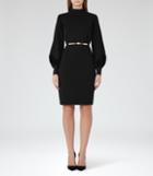 Reiss Lulu - Womens Velvet-detail Dress In Black, Size 4
