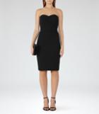 Reiss Sabbia - Strapless Plisse-detail Dress In Black, Womens, Size 0