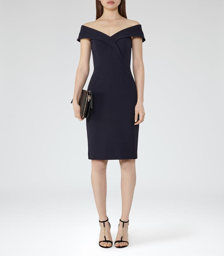 Reiss Haddi - Off-the-shoulder Dress In Blue, Womens, Size 0