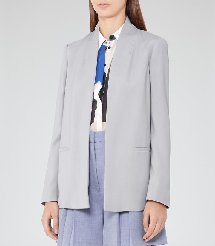 Reiss Aura - Womens Open-front Jacket In Blue, Size 4