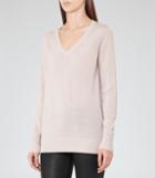 Reiss Savona - Metallic V-neck Jumper In White, Womens, Size 0
