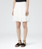 Reiss Rufen - Tiered Ruffle Skirt In White, Womens, Size 0