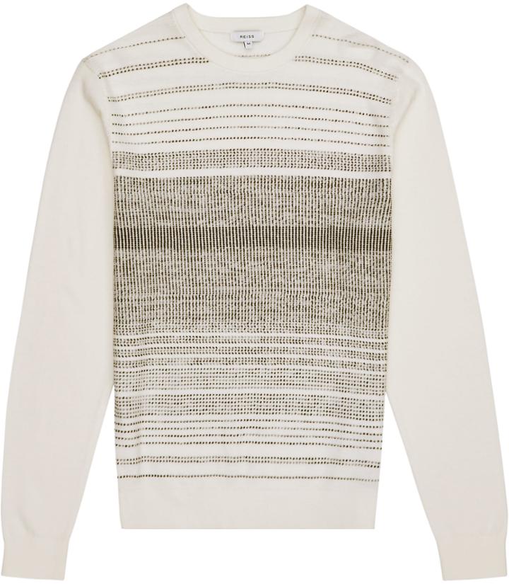 Reiss Ashes - Mens Dot Stripe Jumper In White, Size S