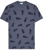 Reiss Heather - Mens Feather Print T-shirt In Blue, Size Xs
