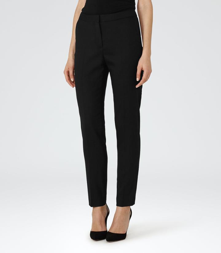 Reiss Dartmouth Trouser - Textured Tailored Trousers In Black, Womens, Size 6