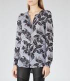 Reiss Martina - Womens Printed Blouse In Grey, Size 4