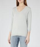 Reiss Rhianna - Womens Knitted V-neck Top In Blue, Size S