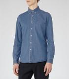Reiss Garison - Mens Washed Denim Shirt In Blue, Size Xs