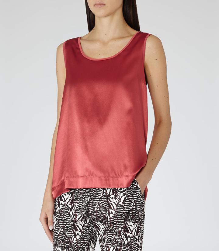 Reiss Kyan - Womens Silk-front Tank Top In Red, Size M