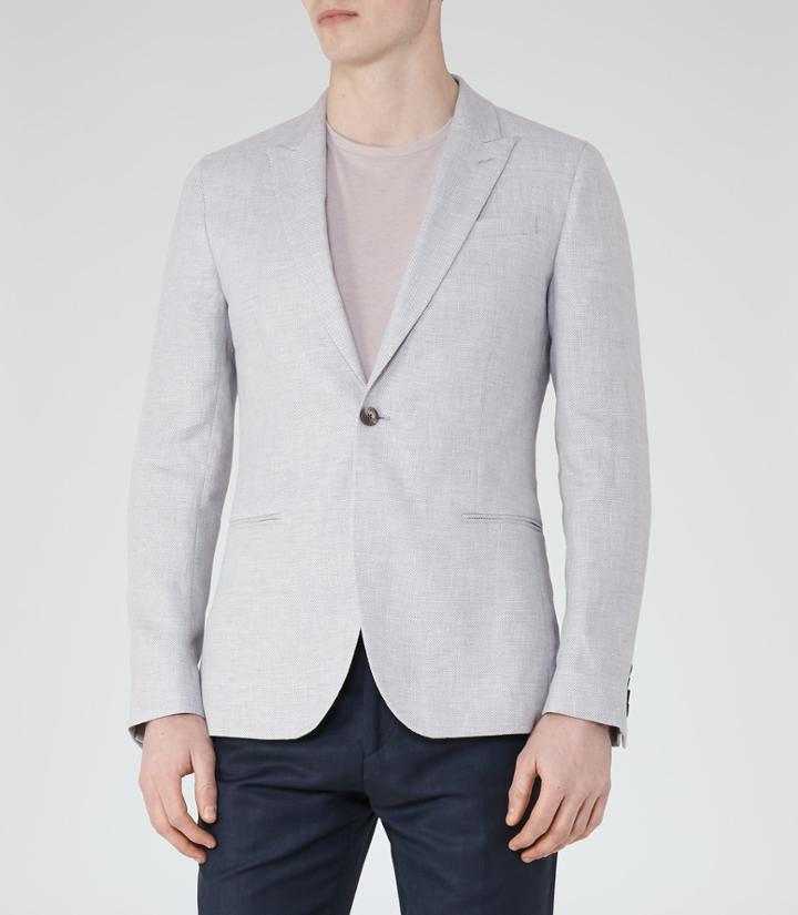 Reiss Quaye - Peak Lapel Blazer In Grey, Mens, Size 38