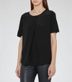Reiss Larsen - Womens Silk-front T-shirt In Black, Size S