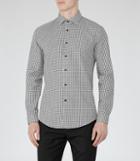Reiss Onyx - Mens Houndstooth Check Shirt In Black, Size Xl