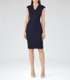 Reiss Indi Dress - Textured Tailored Dress In Blue, Womens, Size 0