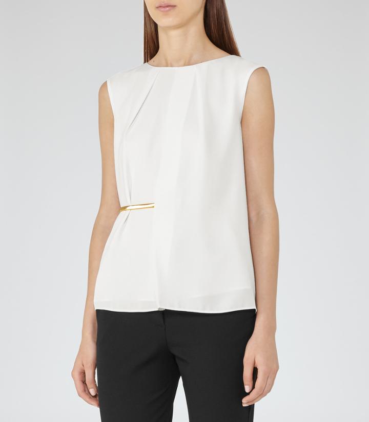 Reiss Jenna - Womens Belted Wrap-front Top In White, Size 8