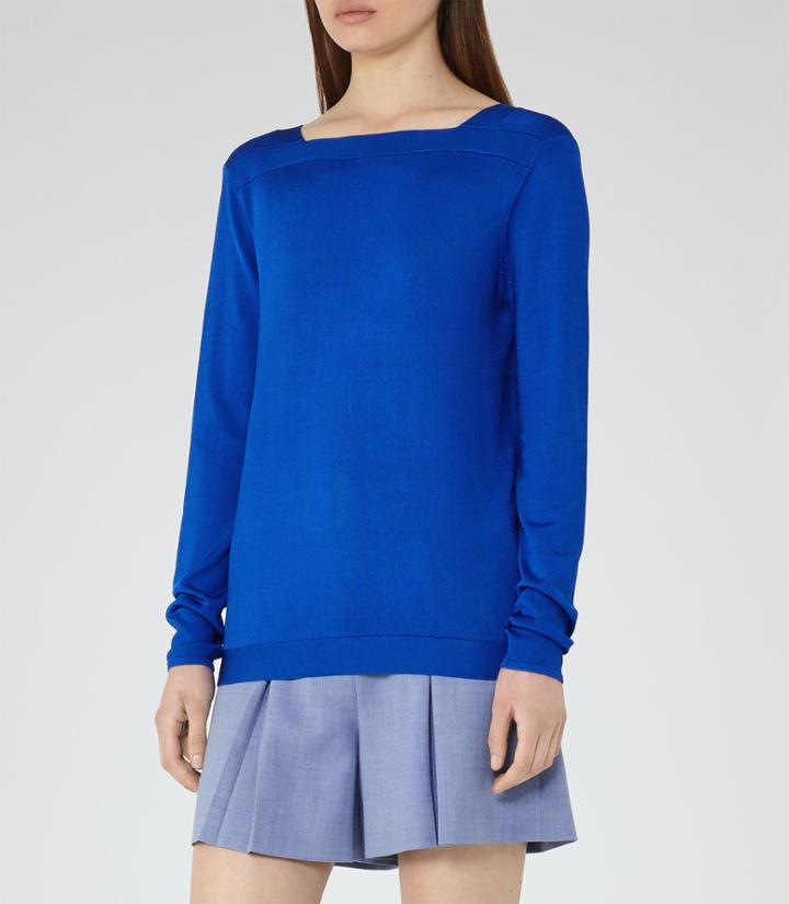 Reiss Clarry - Wrap-back Jumper In Blue, Womens, Size 0