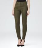 Reiss Stevie Coated - Womens Low-rise Skinny Jeans In Green, Size 25