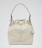 Reiss Navarre - Womens Leather Bucket Bag In White, Size One Size
