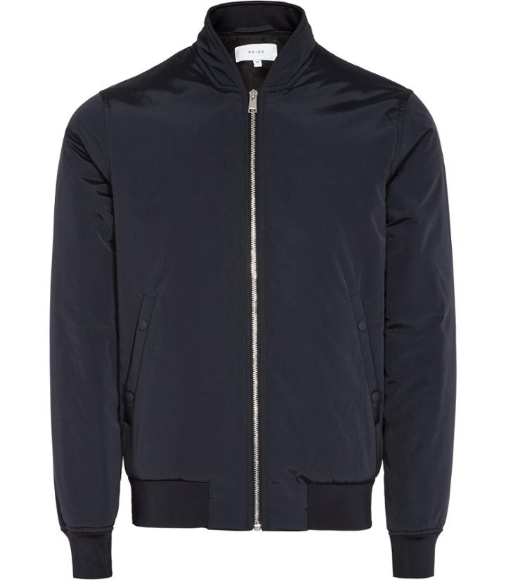 Reiss Eiffel - Mens Zip Bomber Jacket In Blue, Size Xs