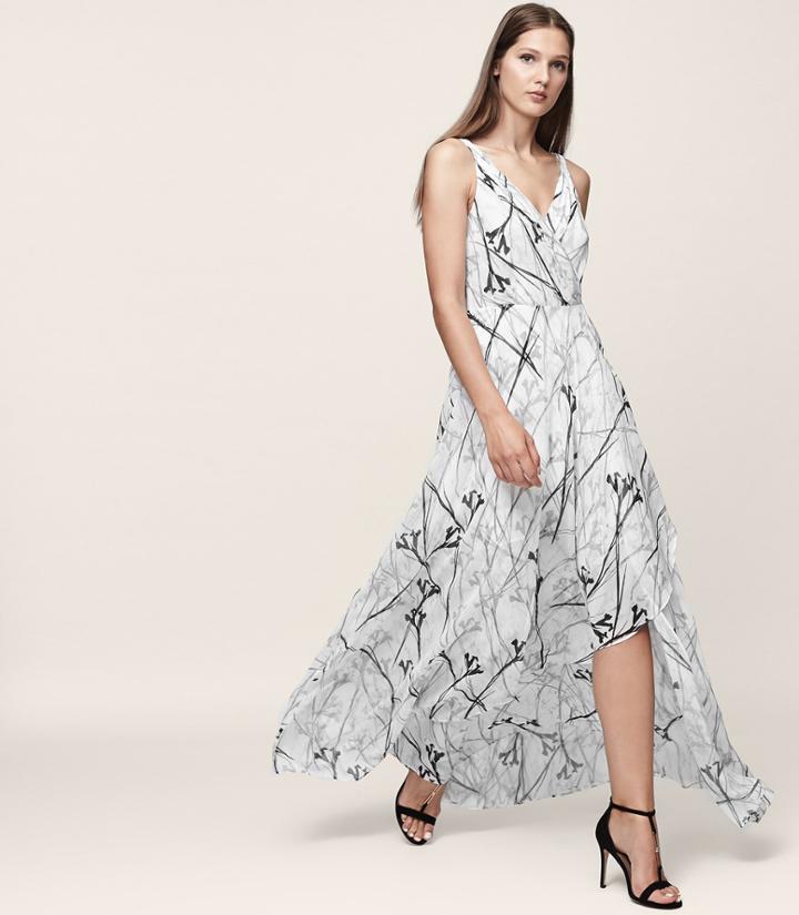 Reiss Elle - Printed Maxi Dress In Black, Womens, Size 0