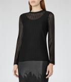 Reiss Mell - Womens Textured Long-sleeved Top In Black, Size S
