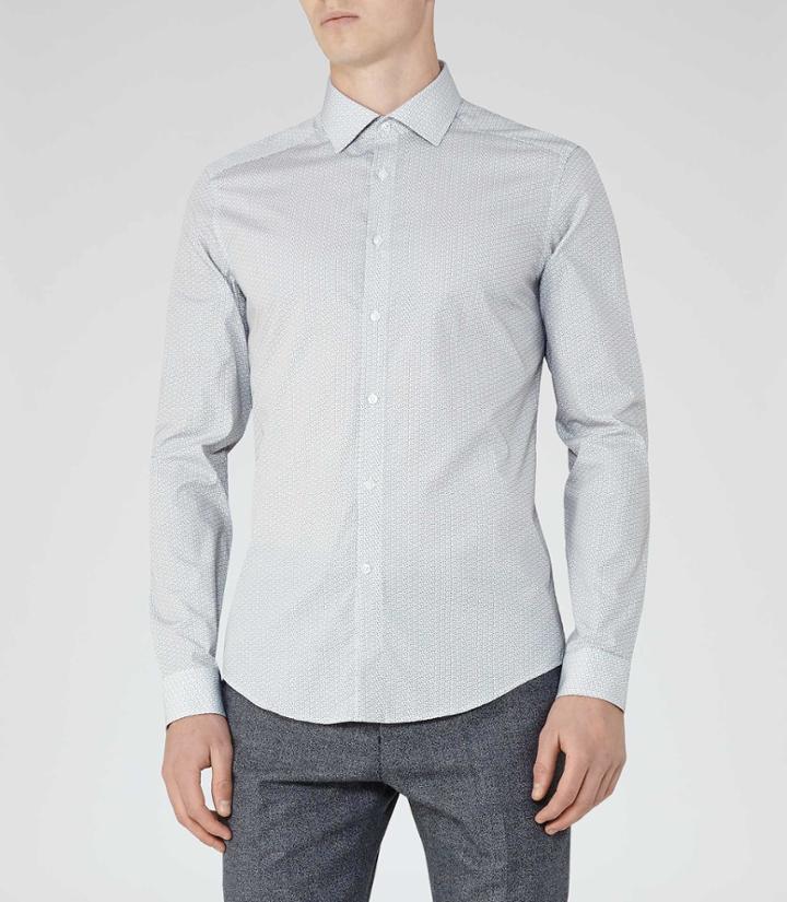 Reiss Halo - Mens Micro Dot Shirt In White, Size S