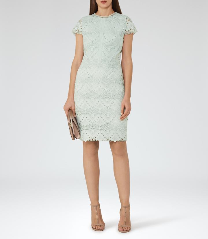 Reiss Liza - Cap-sleeve Lace Dress In Brown, Womens, Size 0