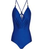 Reiss Larena - Womens Plunge-front Swimsuit In Blue, Size Xs