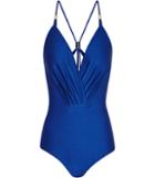 Reiss Larena - Womens Plunge-front Swimsuit In Blue, Size Xs