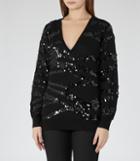 Reiss Ruby - Womens Sequin-embellished Jumper In Black, Size Xs