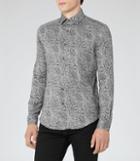 Reiss Ronin - Mens Etched Floral Shirt In Grey, Size S