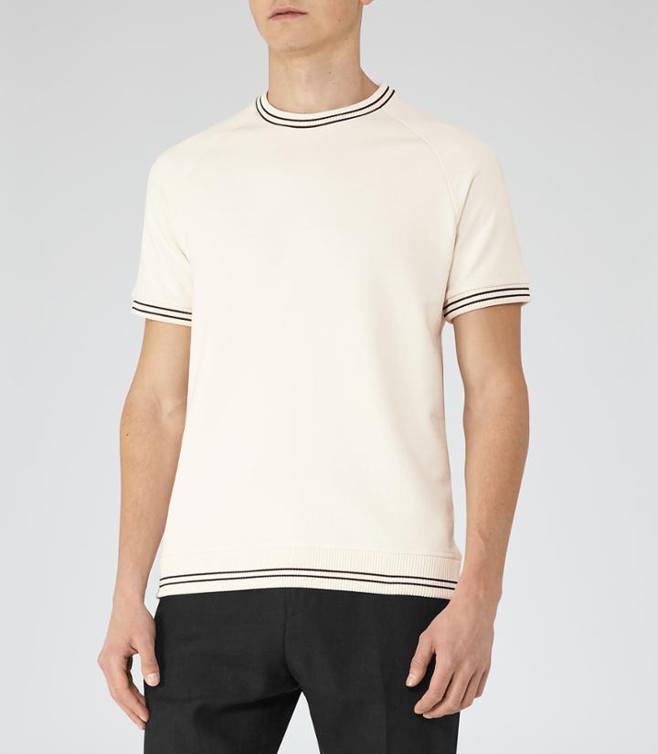 Reiss Homage - Piped Cotton T-shirt In White, Mens, Size Xs