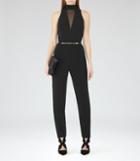 Reiss Rose - Mesh-detail Jumpsuit In Black, Womens, Size 0