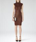 Reiss Laine - Womens Velvet Bodycon Dress In Brown, Size 14
