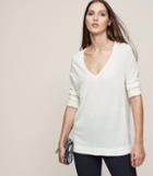Reiss Sally - V-neck Jumper In White, Womens, Size 0