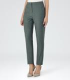 Reiss Murphy Trouser - Womens Flannel Slim-leg Trousers In Green, Size 6