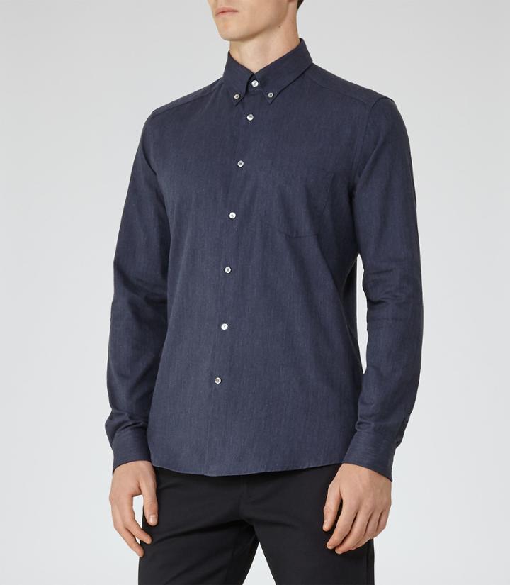 Reiss Carmichael - Mens Slim-fit Shirt In Blue, Size Xs