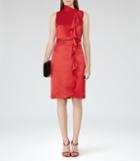 Reiss Lola - Womens Ruffle-front Dress In Red, Size 4