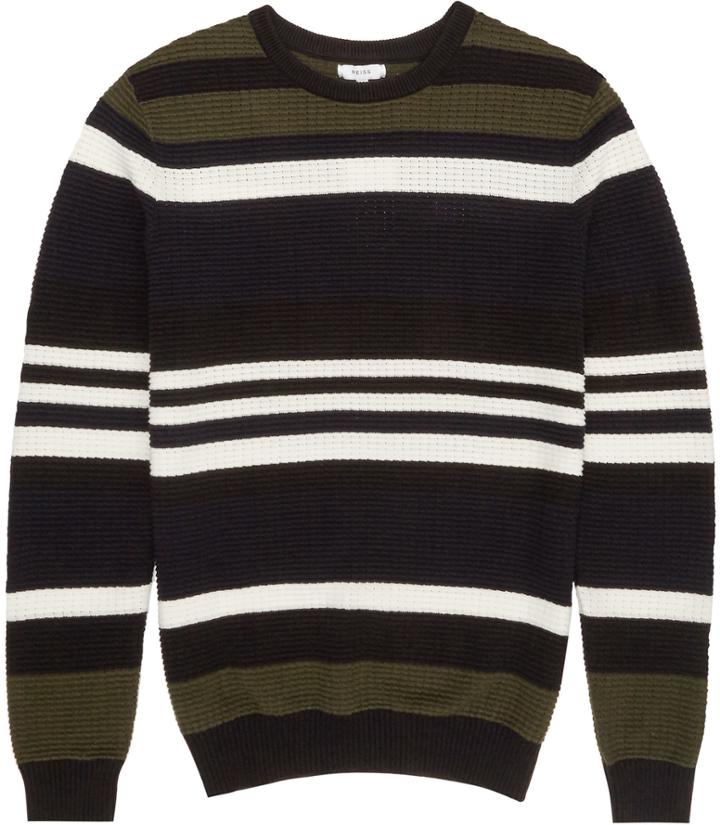 Reiss Ketlett - Mens Textured Stripe Jumper In Blue, Size S