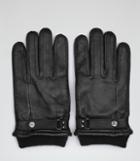 Reiss Penfold - Mens Leather Cuffed Gloves In Black, Size S