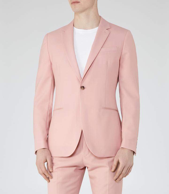 Reiss Ringo B - Mens Slim Wool Blazer In Pink, Size 34